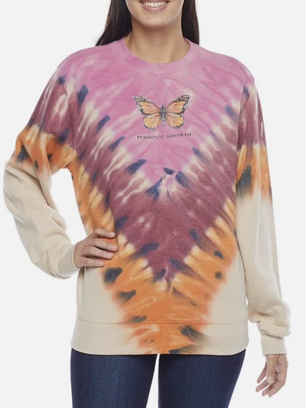 Mighty Fine PERSONAL GROWTH BUTTERFLY TIE DYE Sweatshirt XL